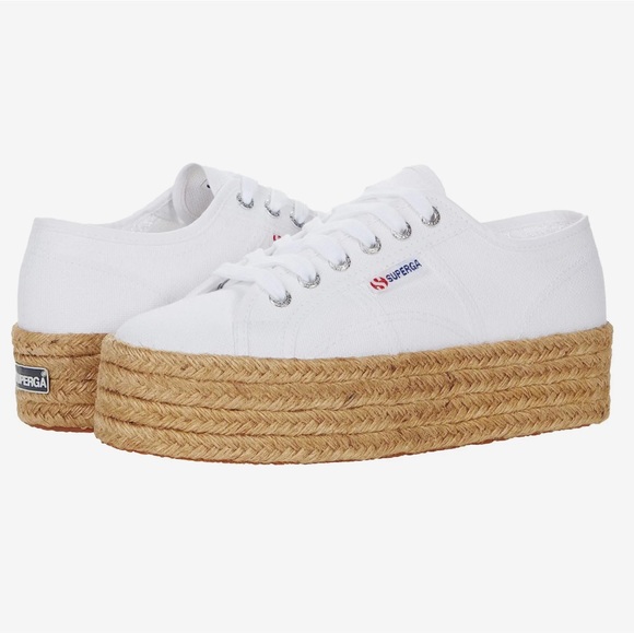Superga 2790 Rope Pattern Platform Sneakers/Shoes White. Size 39.5/ 9.5 - Picture 1 of 6